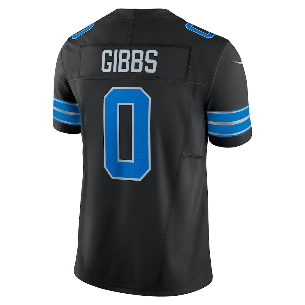 D.Lions #0 Jahmyr Gibbs Black Vapor F.U.S.E. Limited Jersey