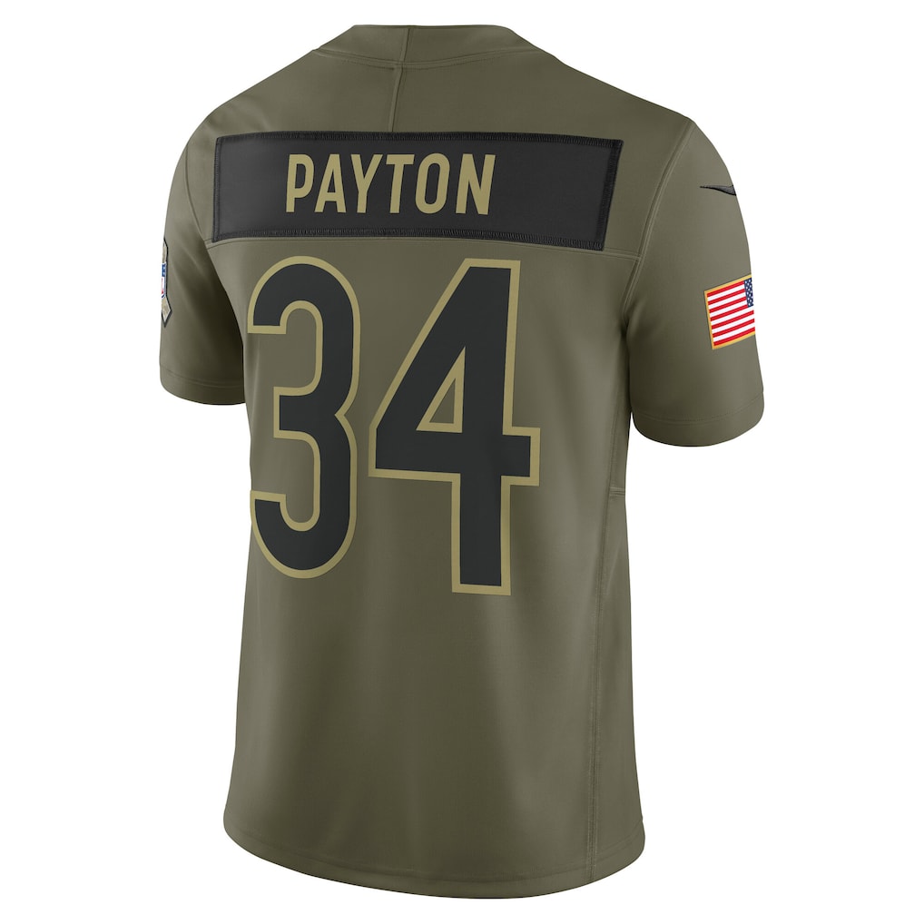 C.Bears #34 Walter Payton Olive Vapor F.U.S.E. Limited Jersey