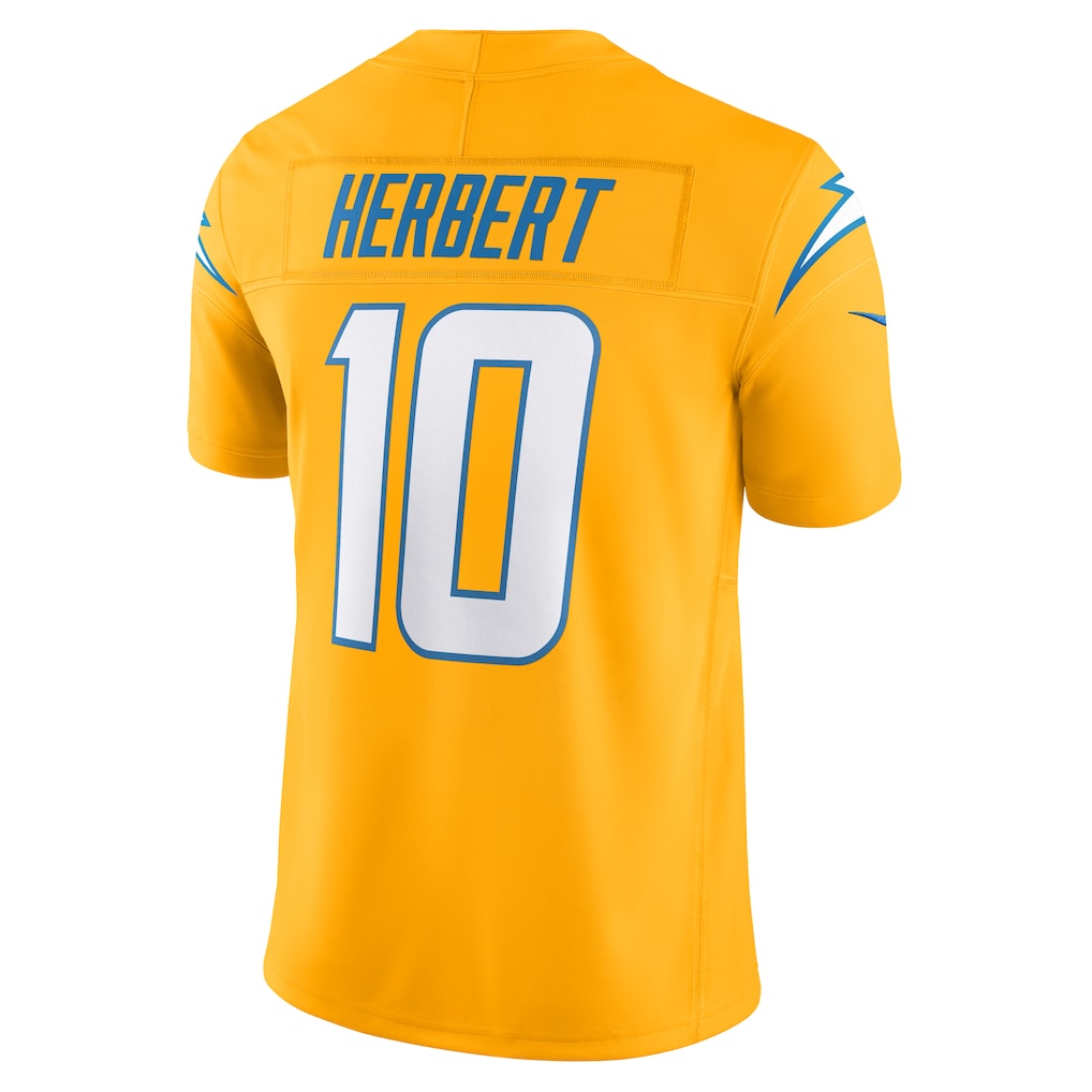 LA.Chargers #10 Justin Herbert Gold Vapor F.U.S.E. Limited Jersey
