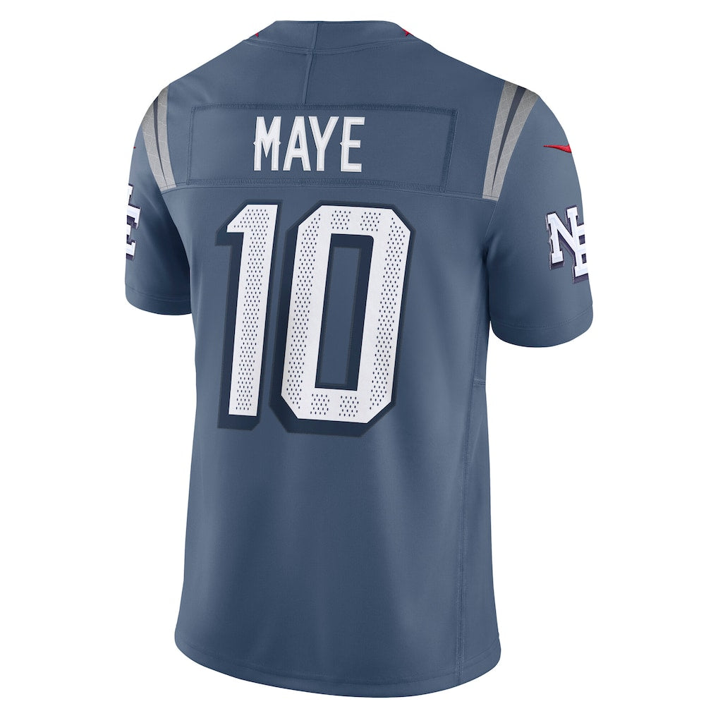 NE.Patriots #10 Drake Maye Storm Blue Vapor F.U.S.E. Limited Jersey