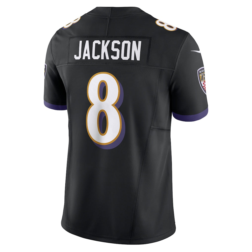 B.Ravens #8 Lamar Jackson Black Vapor F.U.S.E. Limited Jersey