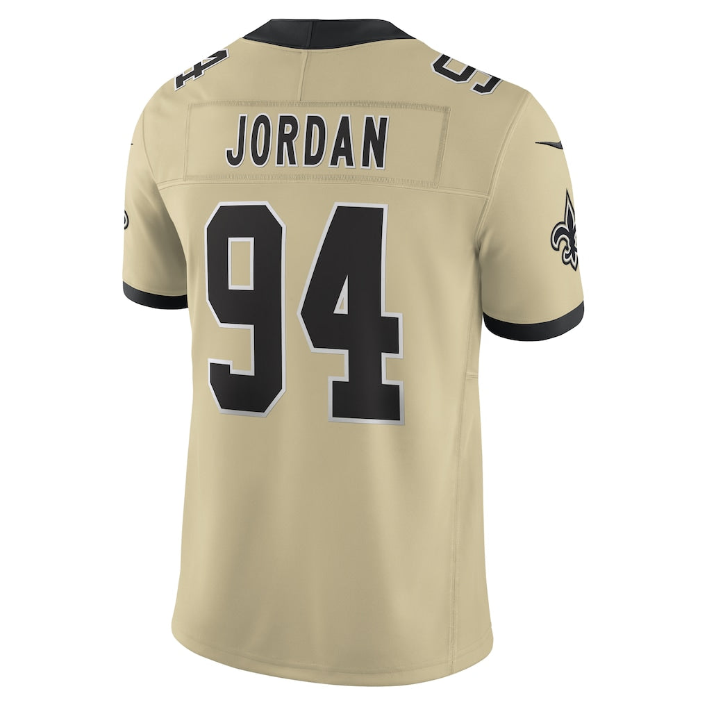 NO.Saints #94 Cameron Jordan Gold Vapor F.U.S.E. Limited Jersey