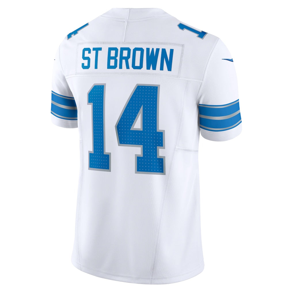 D.Lions #14 Amon-Ra St. Brown White Vapor F.U.S.E. Limited Jersey