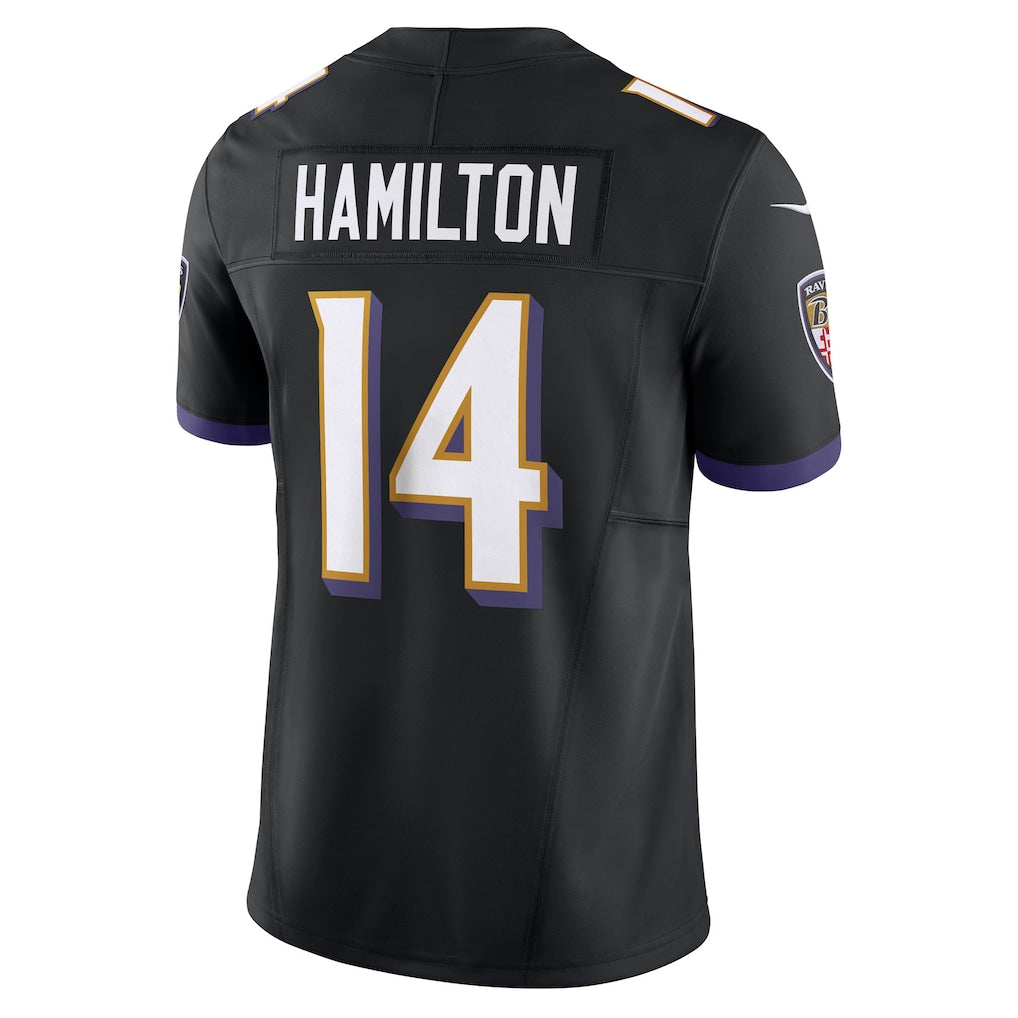B.Ravens #14 Kyle Hamilton Black Vapor F.U.S.E. Limited Jersey