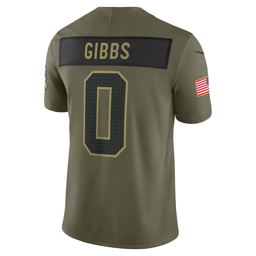 D.Lions #0 Jahmyr Gibbs Olive Vapor F.U.S.E. Limited Jersey